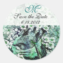 BIRD NEST monogram,white green Stickers