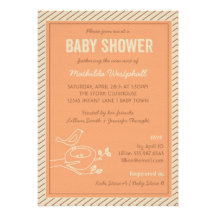 Bird Nest Orange Baby Shower Invitation