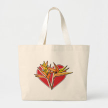 Bird of Paradise Heart Canvas Bags