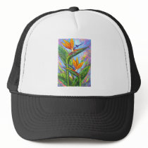 Bird Of Paradise Tropical Flower Painting - Multi Hats