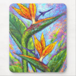 Bird Of Paradise Tropical Flower Painting - Multi mousepads