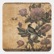 Bird of Paradise Vintage Floral Personalized Stickers