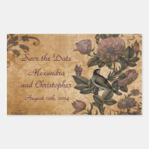 Bird of Paradise Vintage Floral Save the Date Rectangle Sticker