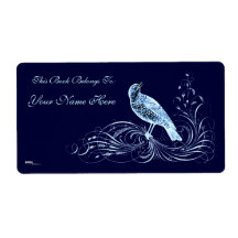Bird on a Scroll (Blue) Personalized Shipping Labels