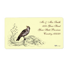Bird on a Scroll (Brown) Custom Shipping Label