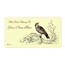 Bird on a Scroll (Brown) Labels