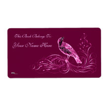 Bird On A Scroll (Pink) Shipping Labels