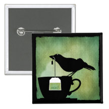 Bird on a Teacup Button