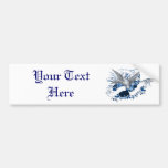 Bird on Bouquet (Blue) Bumper Stickers