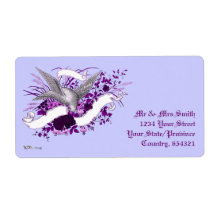 Bird on Bouquet (Purple) Personalized Shipping Label