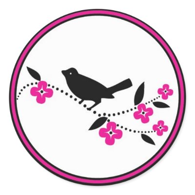 Bird on Cherry Blossom Branch Stickers by kristenlhenschen