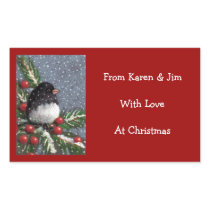 Bird on Pine Branches in Snow: Christmas Gift Tag