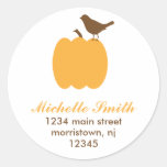 Bird on Pumpkin Address Labels Round Stickers