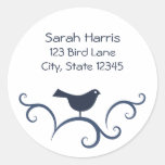 Bird on swirls address label stickers