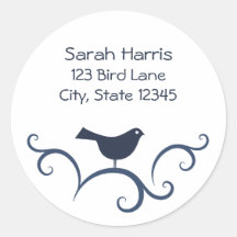Bird on swirls address label stickers