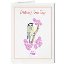 Bird Painting, Birthday Card.