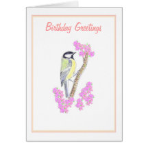 Bird Painting, Birthday Card.