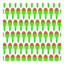Bird Pattern. Parakeets. Personalized Invitation