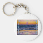 Bird Standing At Waters Edge During Dawn Key Chains
