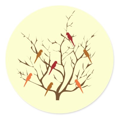 Bird Tree Round Sticker by smallhandsdesigns