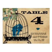Birdcage Table Number on Wood Grain Postcard