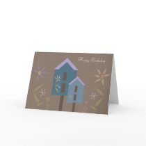 Birdhouses Happy Birthday Greeting Cards