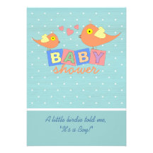 Birdie Baby Blocks Baby Shower Invitation