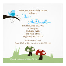 Birdie Woodland 5x5 Baby Shower Invitation