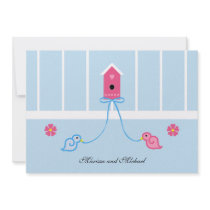 Birdies Couple Wedding Shower Invitation on Blue