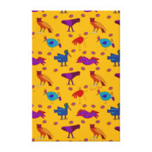 Birds - Abstract Purple Hawks & Blue Chickens Canvas Prints