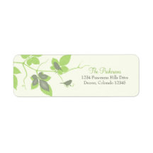 Birds and Leaves Wedding Return Address Labels