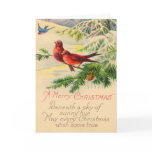 Birds and Pine Vintage Christmas Card