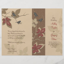 Birds and Vines Fall Wedding Program Custom Flyer