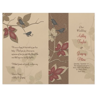 Birds and Vines Fall Wedding Program by wasootch