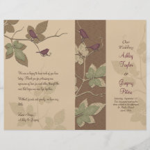 Birds and Vines Fall Wedding Program Flyer