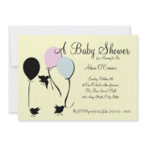 Birds Balloons and Baby Personalized Announcement