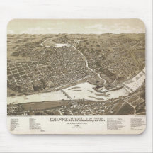 Bird's Eye View Map of Chippewa Falls Wisconsin Mousepads