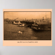 Bird's-eye view of waterfront, Seattle Posters