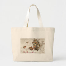 Birds Find Shelter in Lantern Vintage Christmas Tote Bag