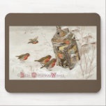 Birds Find Shelter in Lantern Vintage Christmas mousepads