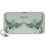 Birds in flight monogram shades of green speaker