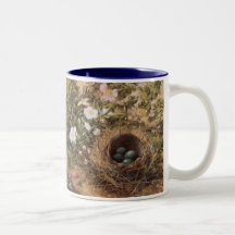 Birds Nest and Dogroses by Hill,Victorian Fine Art Coffee Mugs