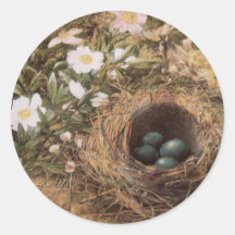Birds Nest and Dogroses by Hill,Victorian Fine Art Stickers