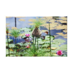 Birds nest at the lake with lilies gallery wrapped canvas