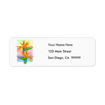 Birds of Paradise with Pastel Rainbow Background Labels