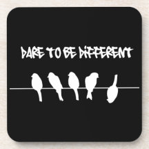 Birds on a wire – dare to be different (black) drink coasters