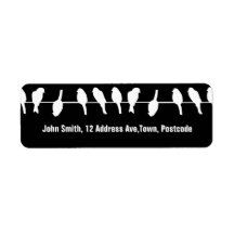 Birds on a wire – dare to be different (black) return address labels