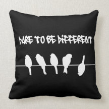 Birds on a wire – dare to be different (black) pillow