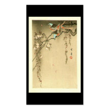 Birds on Cherry Tree by Seitei Watanabe 1851- 1918 Business Cards