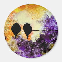 Birds on wire 2 refrigerator magnet